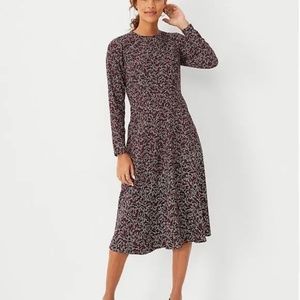 Ann Taylor Novelty Print Cat Midi Flare Dress